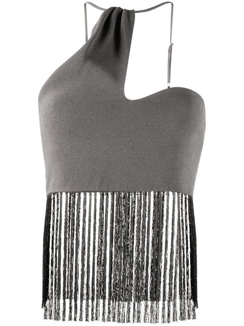Asymmetric fringed-edge top - Grey