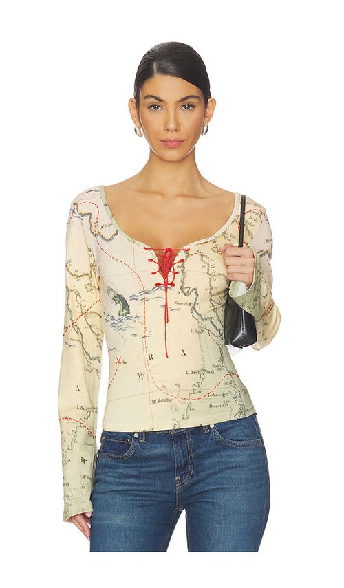 Tyler McGillivary Saylor Long Sleeve Top in Cream. XS. Also in S, M, L, XL/1X