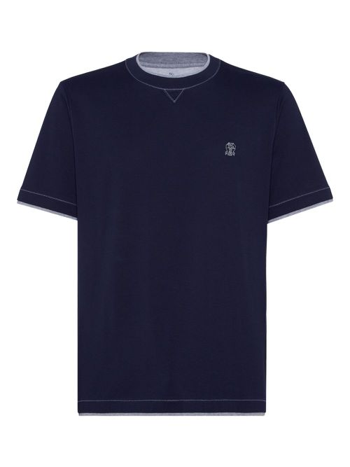 Logo-embroidered T-shirt - Blue