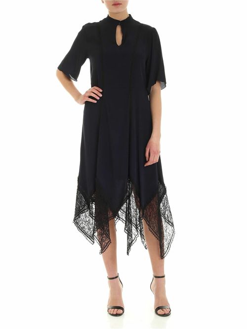 Viscose and silk midi dress in dark blue