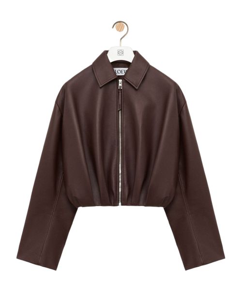 Draped jacket in nappa lambskin