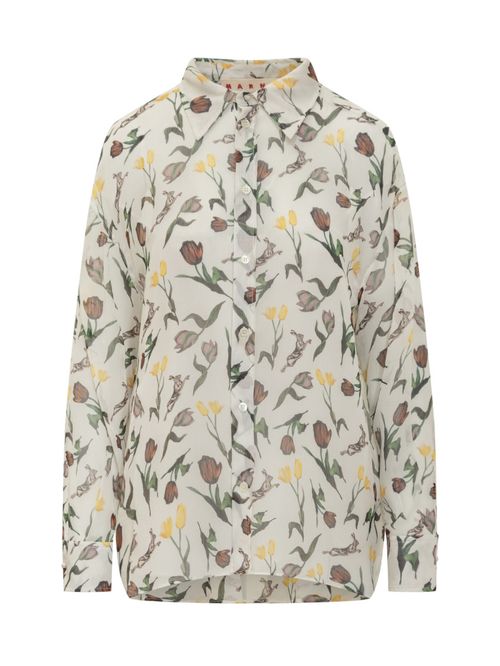 White Floral Print Shirt
