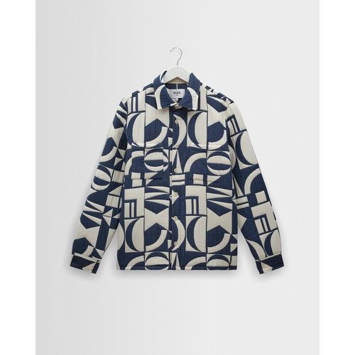 Otto - Blue and Ecru Quilted Jacquard Overshirt