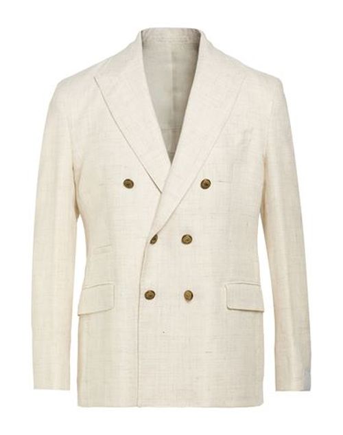Man Blazer Beige Size 40 Linen, Wool