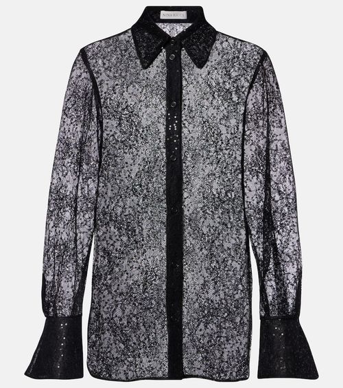 Sequined lace shirt