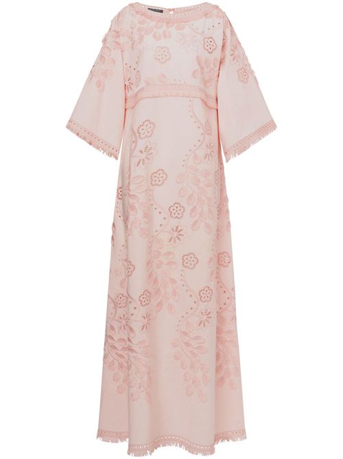 Floral-embroidered gown - Pink