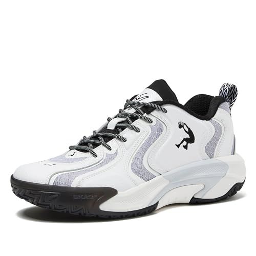 SHAQ Dunkman Basketball Shoes for Men, Indoor or Outdoor Court Basketball Mens Sneakers, Black or White