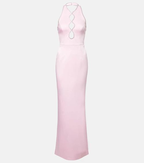 Akari cutout halterneck satin gown
