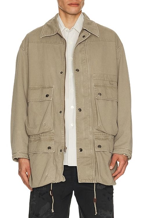 Commission Midtown Fisherman Jacket in Washed Khaki - Green. M also in