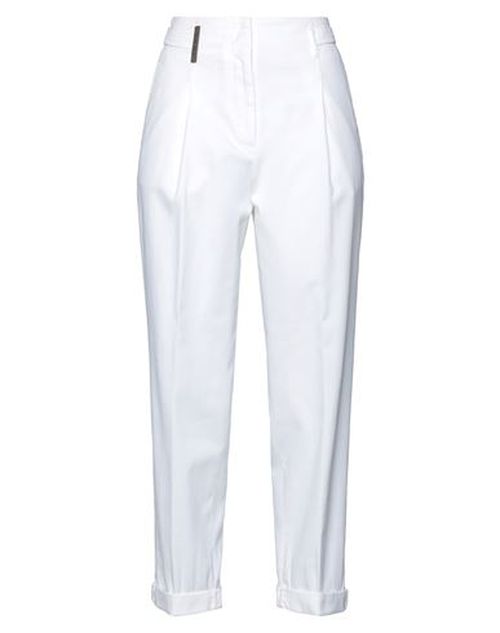 Peserico Woman Pants Ivory Size 6 Cotton, Elastane, Soft Leather
