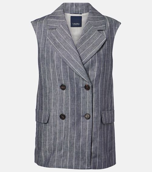 Ballo pinstripe double-breasted linen vest