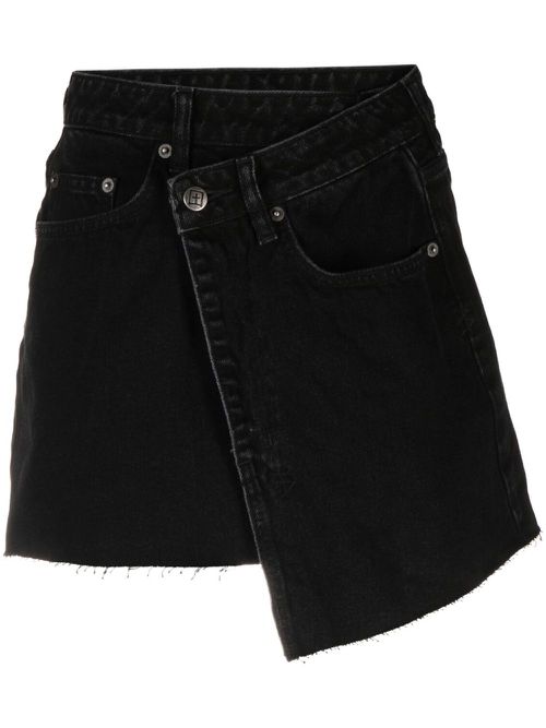 Asymmetric denim mini skirt - Black