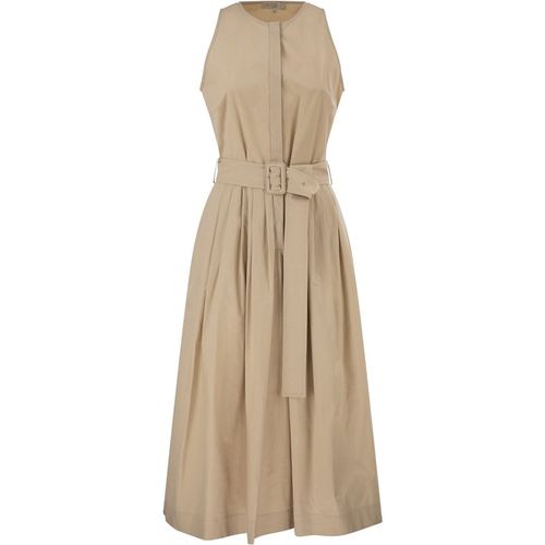 Antonelli Firenze Sleeveless Cotton Stretch Midi Dress With Belt