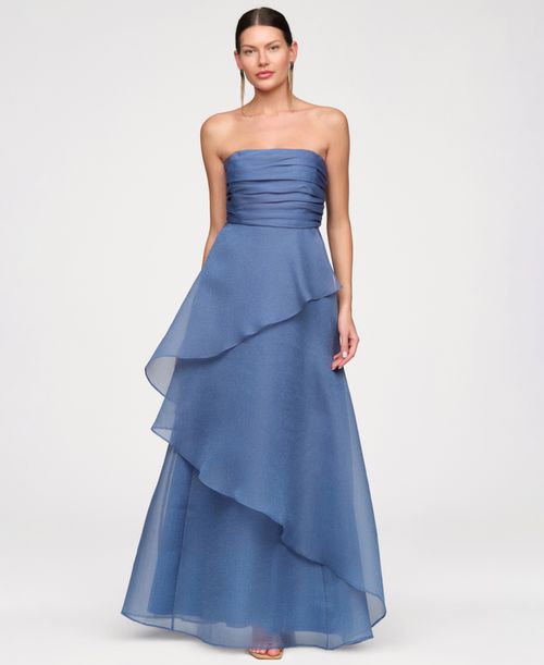 Women's Strapless Organza Gown - Azure blue