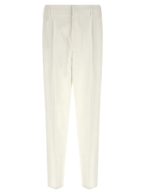 Pleated Cotton Trousers — White