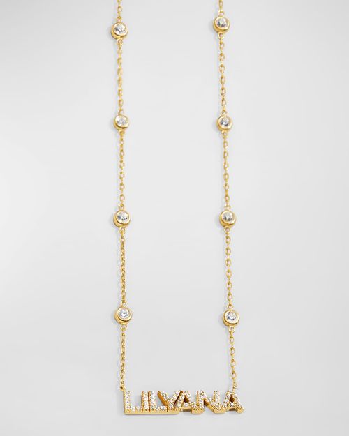 18K Gold-Plated Cubic Zirconia Custom Nameplate Necklace