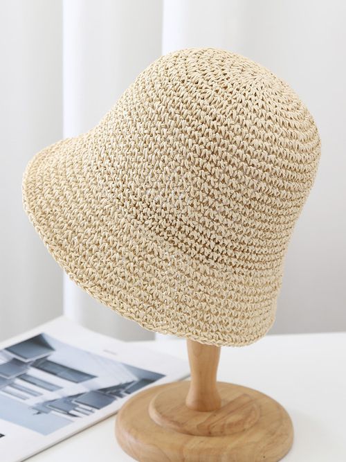 Small Brim Bucket Hat Sun Protection Beach Woven Straw Hat For Women