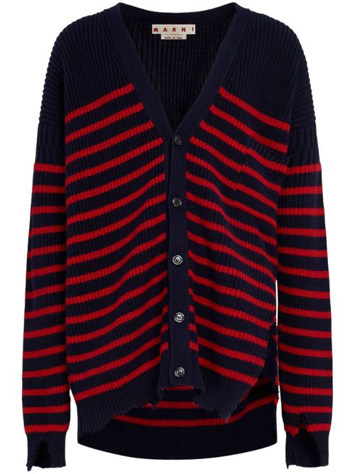 Striped V-neck cardigan - Black