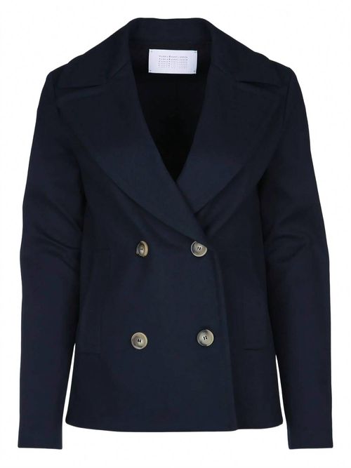 Women's Diagonal Loro Piana Fabric Peacoat In Navy Blue