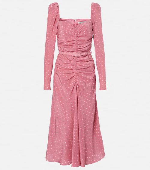 Polka-dot silk maxi dress