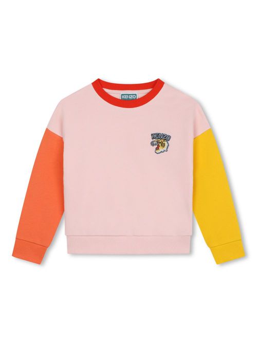 Varsity Tiger-embroidered cotton sweatshirt - Pink