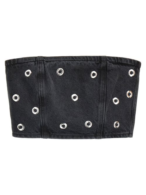 Studded Denim Blouse — Black