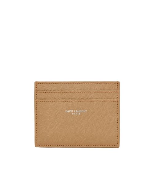 Saint laurent paris credit card case in grain de poudre embossed leather
