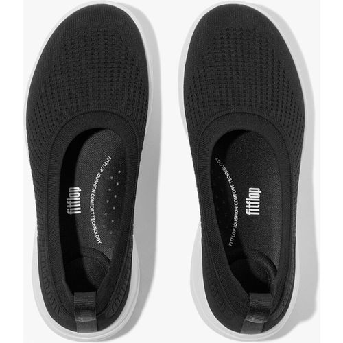 Fitflop Super-q Knit Womens Ballerina Shoes Black Textile
