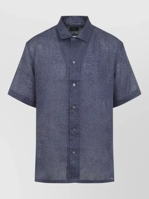 Brioni - cuban bowling collar linen shirt print
