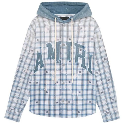Mens Cerulean Hooded Cotton Overshirt