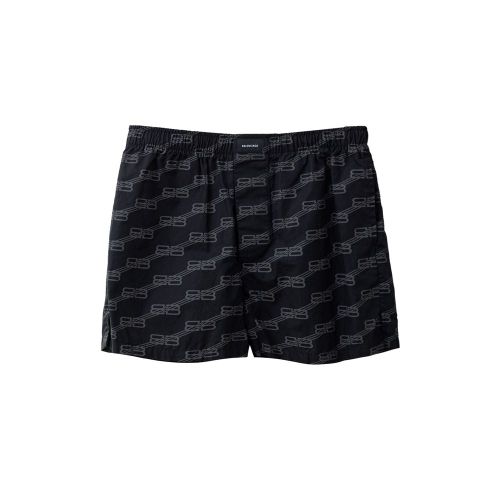 Allover Logo Cotton Bermuda Shorts — Black