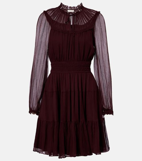 Ava tie-neck silk chiffon minidress