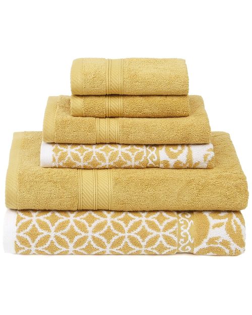 Modern Threads 6pc Reversible Yarn Dyed Jacquard Towel Set