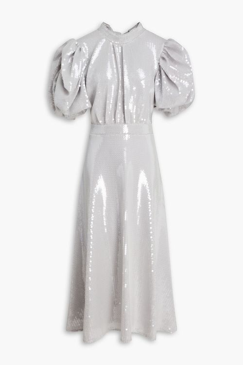 Open-back sequined mesh midi dress - Gray - DE 38