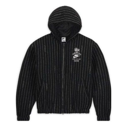 X Stussy Stripe Wool Jacket 'Antique Black'