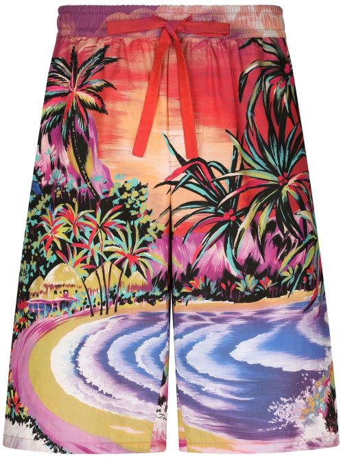 Tropical Graphic Print Bermuda Shorts — Multi-color