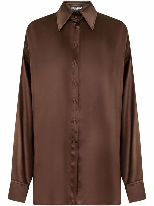 Oversized silk shirt - Brown