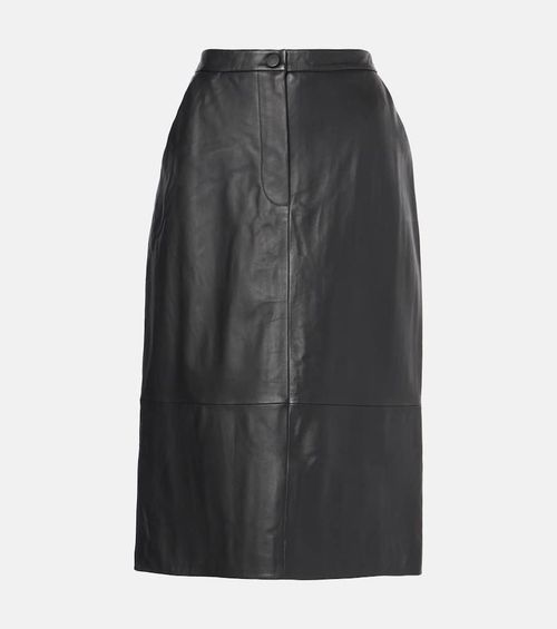 Leather midi skirt