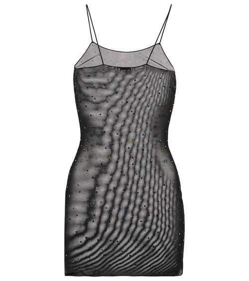 Oséree Gem embellished mesh slip dress