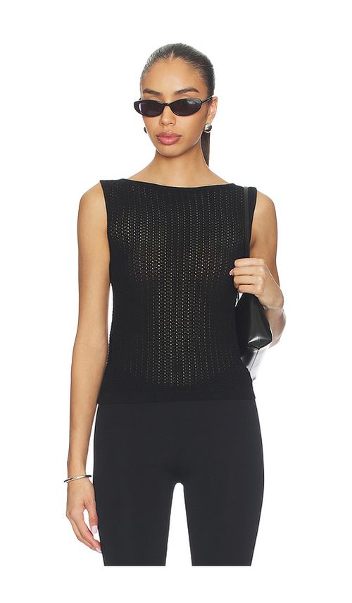 Joe's Jeans The Crochet Boatneck Tank Top in Black. - M also in L, S