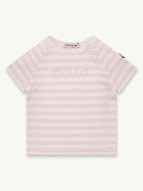 Kids' Mini Striped Embroidered Neck T-Shirt with Snap Buttons