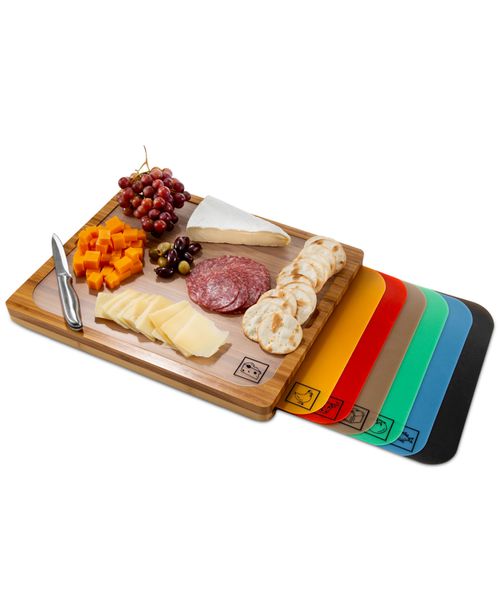 Bamboo Cutting Board & Flexible Food Mats Set - Bamboo