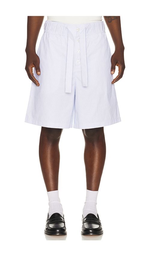 KROST Cotton Stripe Short in Blue. L. Also in M, S, XL/1X