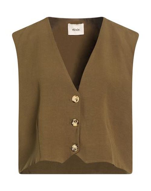 Woman Tailored Vest Military green Size XL Viscose, Linen