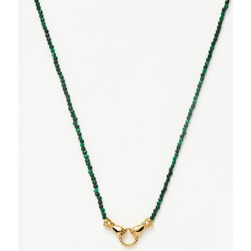 Harris Reed In Good Hands Mini Beaded Gemstone Necklace | Gold Plated/Malachite