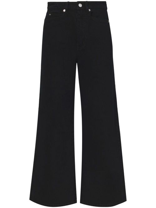 Logo-patch cropped jeans - Black
