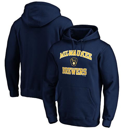 Men's Fanatics Navy Milwaukee Brewers Heart & Soul Fitted Pullover Hoodie - 3XL