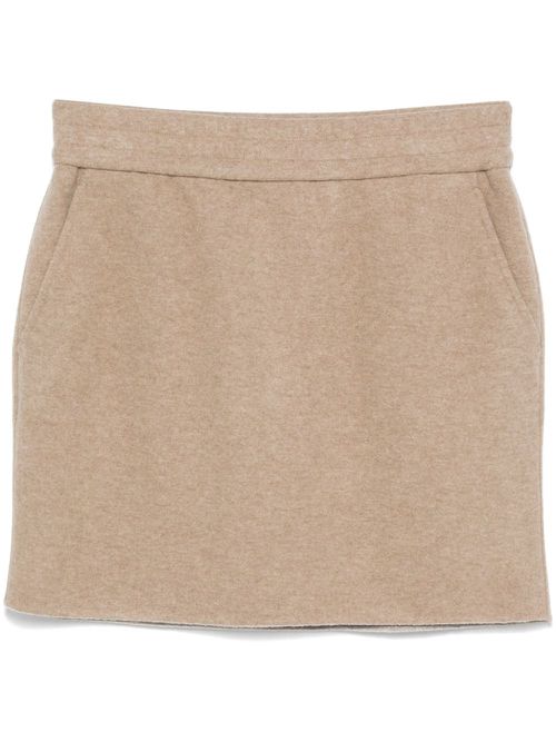 Logo-embroidered mini skirt - Neutrals