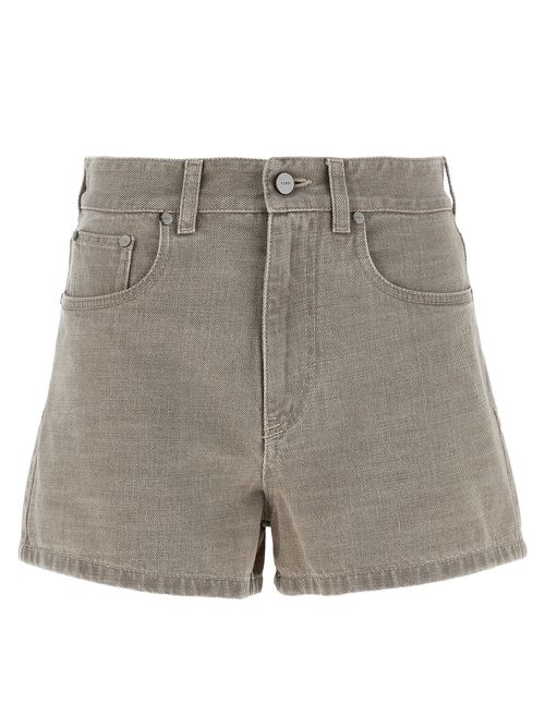 Cotton Denim Shorts — Beige