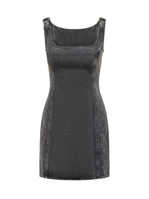 Marine Greenhouses Short Denim Dress With Crescent Details